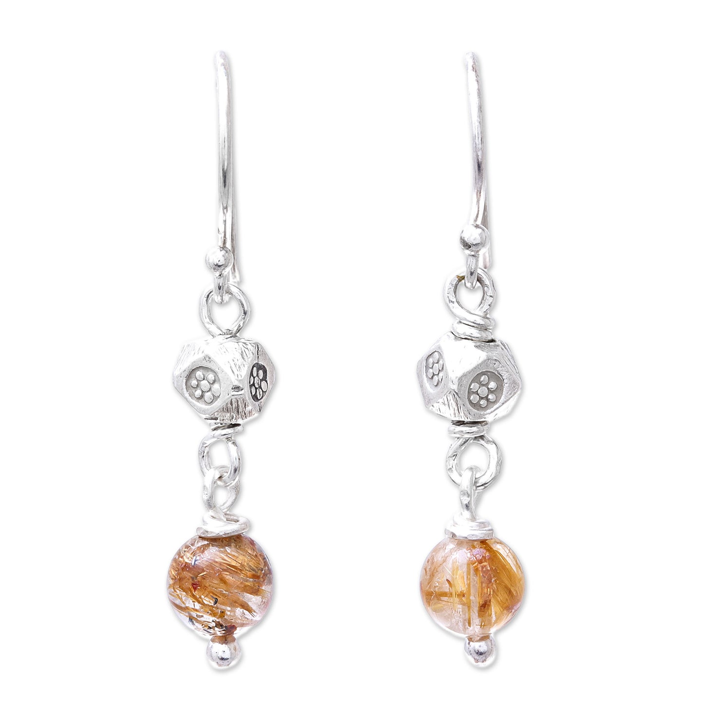 Karen Rapture Rutilated Quartz and Karen Silver Dangle Earrings