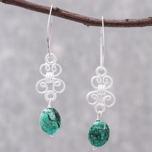 Enchanted Wind Elegant Malachite Dangle Earrings from Thailand