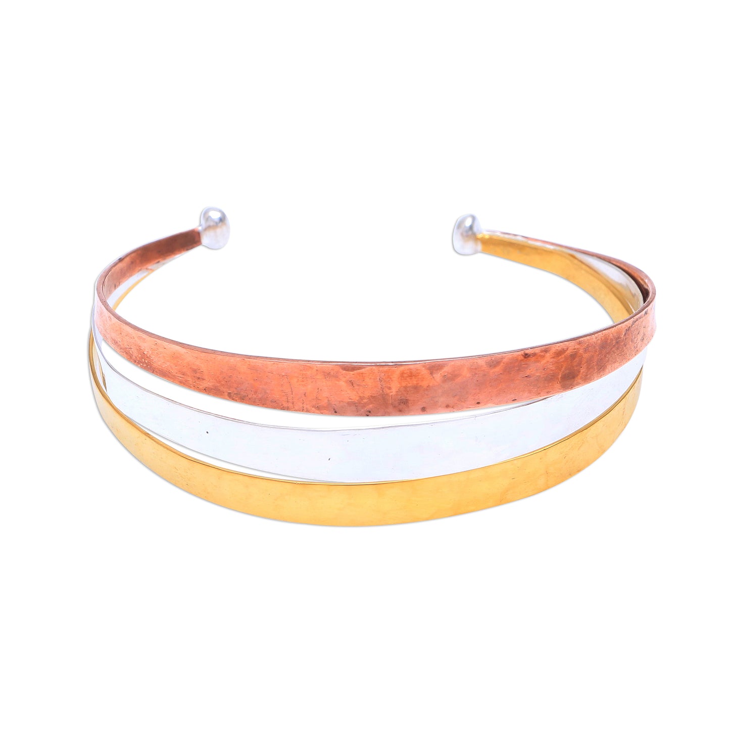 Metallic Rainbow Gold Accent Sterling Silver Cuff Bracelet from Bali