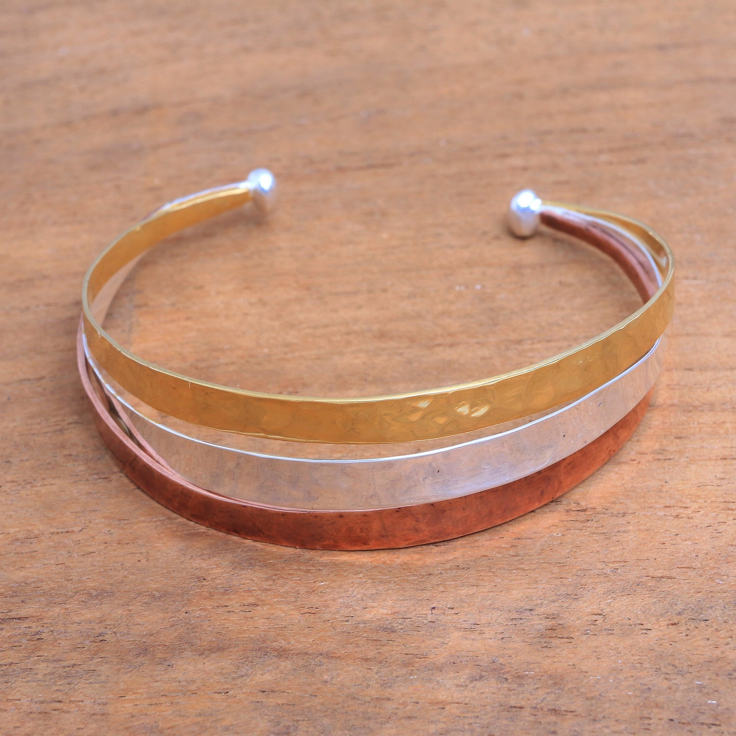 Metallic Rainbow Gold Accent Sterling Silver Cuff Bracelet from Bali