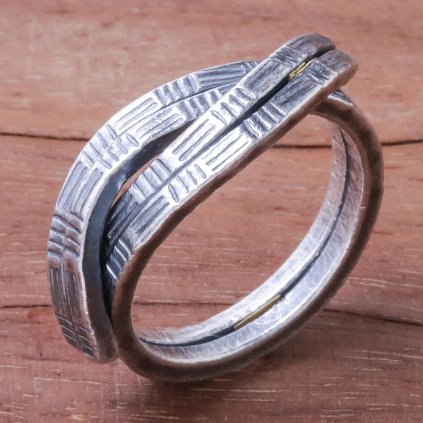 Karen Delight Oxidized Textured Karen Silver Wrap Ring from Thailand