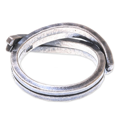 Karen Delight Oxidized Textured Karen Silver Wrap Ring from Thailand