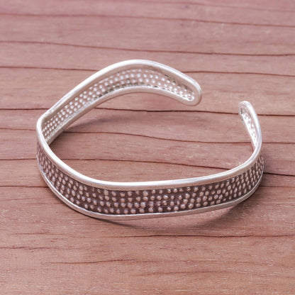 Texture Wave Handcrafted Karen Silver Textured Wave Cuff Bracelet