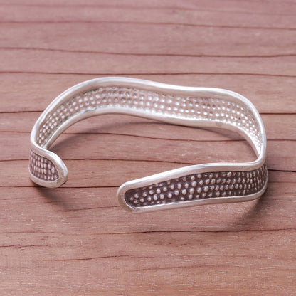 Texture Wave Handcrafted Karen Silver Textured Wave Cuff Bracelet