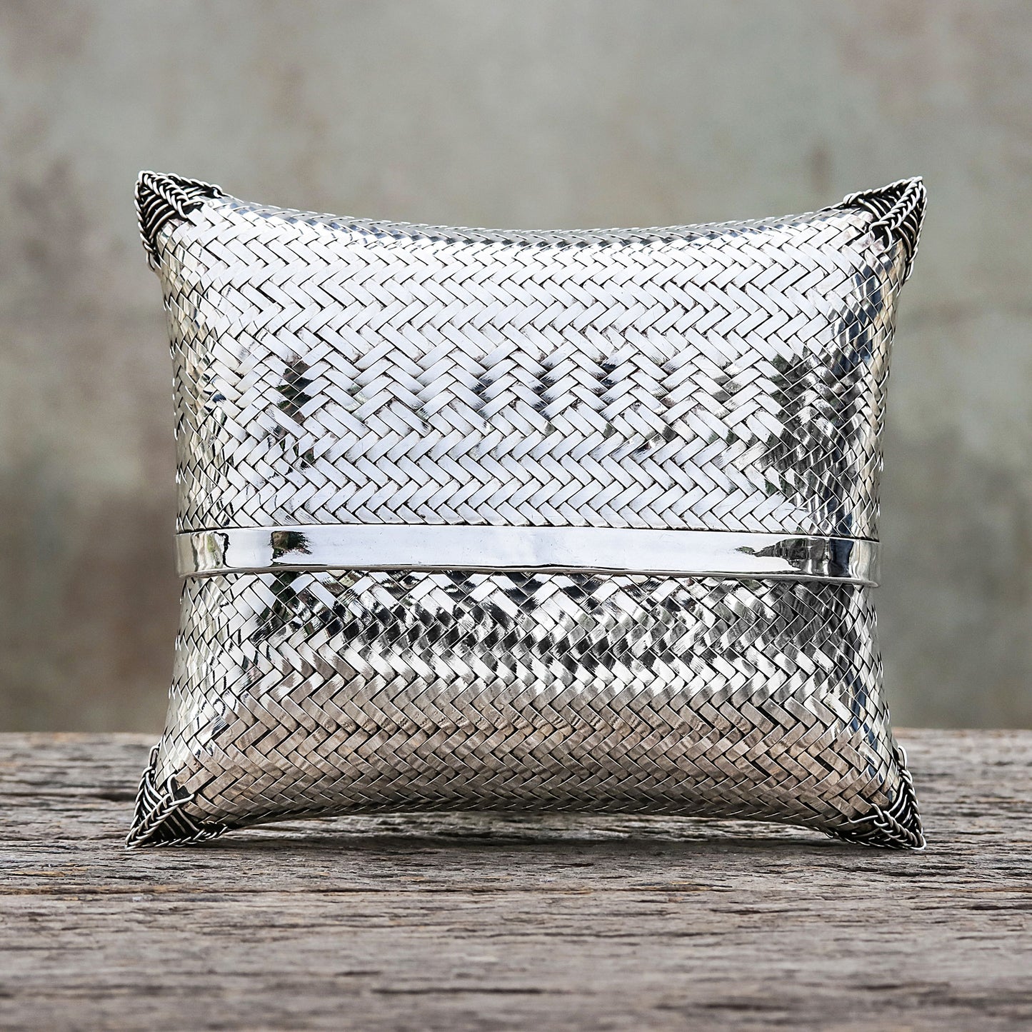 Thai Weavings Woven Silver Plated Brass Clutch from Thailand