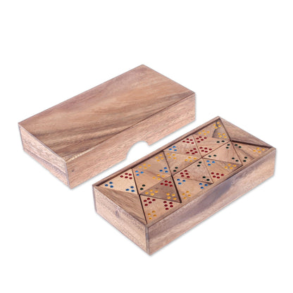 Triple Threat Wood 3-Sided Domino Set Crafted in Thailand