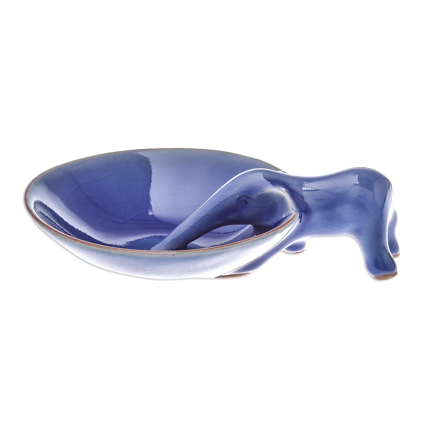 Sipping Elephant Blue Ceramic Incense Holder