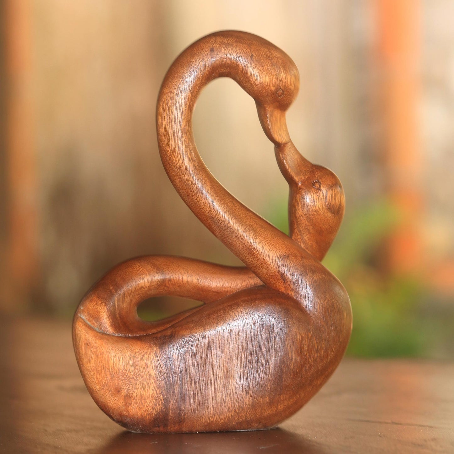 Mother Sculpture Suar Wood Mother and Child Goose Sculpture from Bali