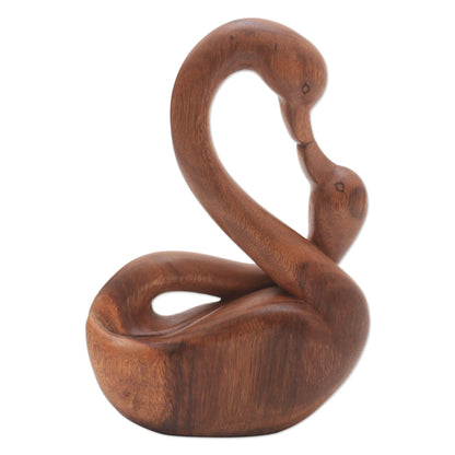 Mother Sculpture Suar Wood Mother and Child Goose Sculpture from Bali