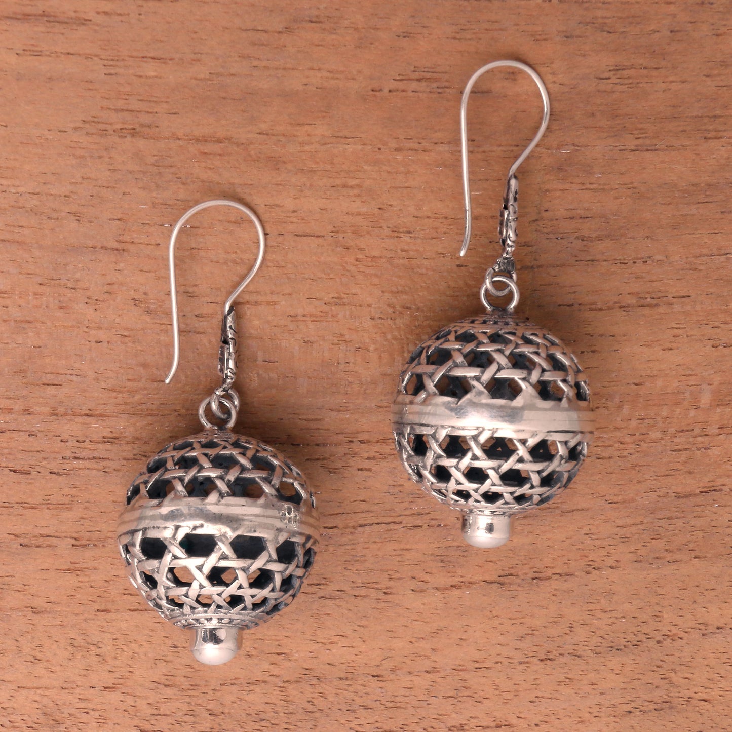 Kintamani Lanterns Round Cultured Pearl Dangle Earrings from Bali