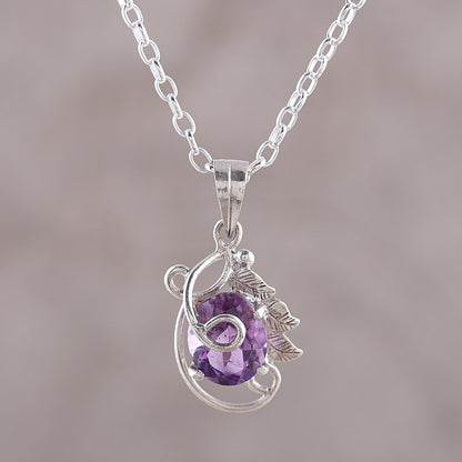 Beaming Lilac Handcrafted Sterling Silver and Amethyst Pendant Necklace