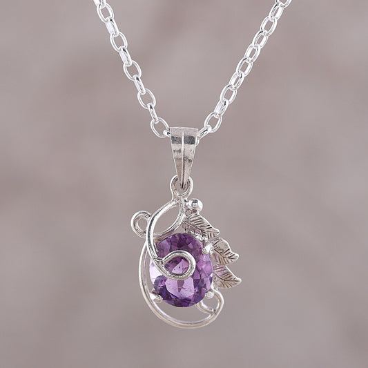 Beaming Lilac Handcrafted Sterling Silver and Amethyst Pendant Necklace