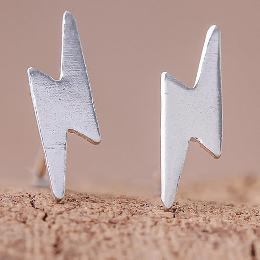 Electric Energy Lightning Bolt Sterling Silver Stud Earrings from Thailand