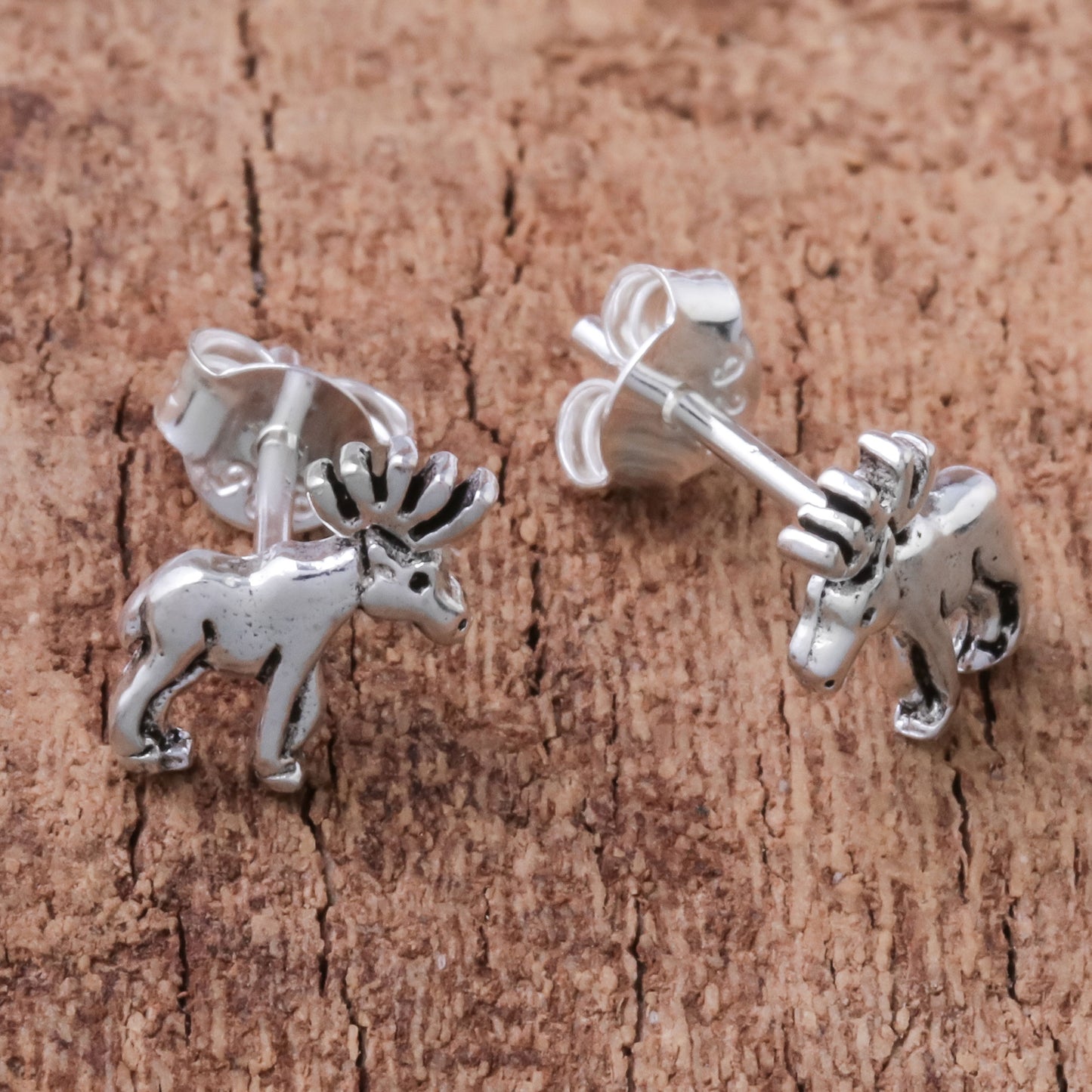 Moose Sterling Silver Moose Stud Earrings from Thailand