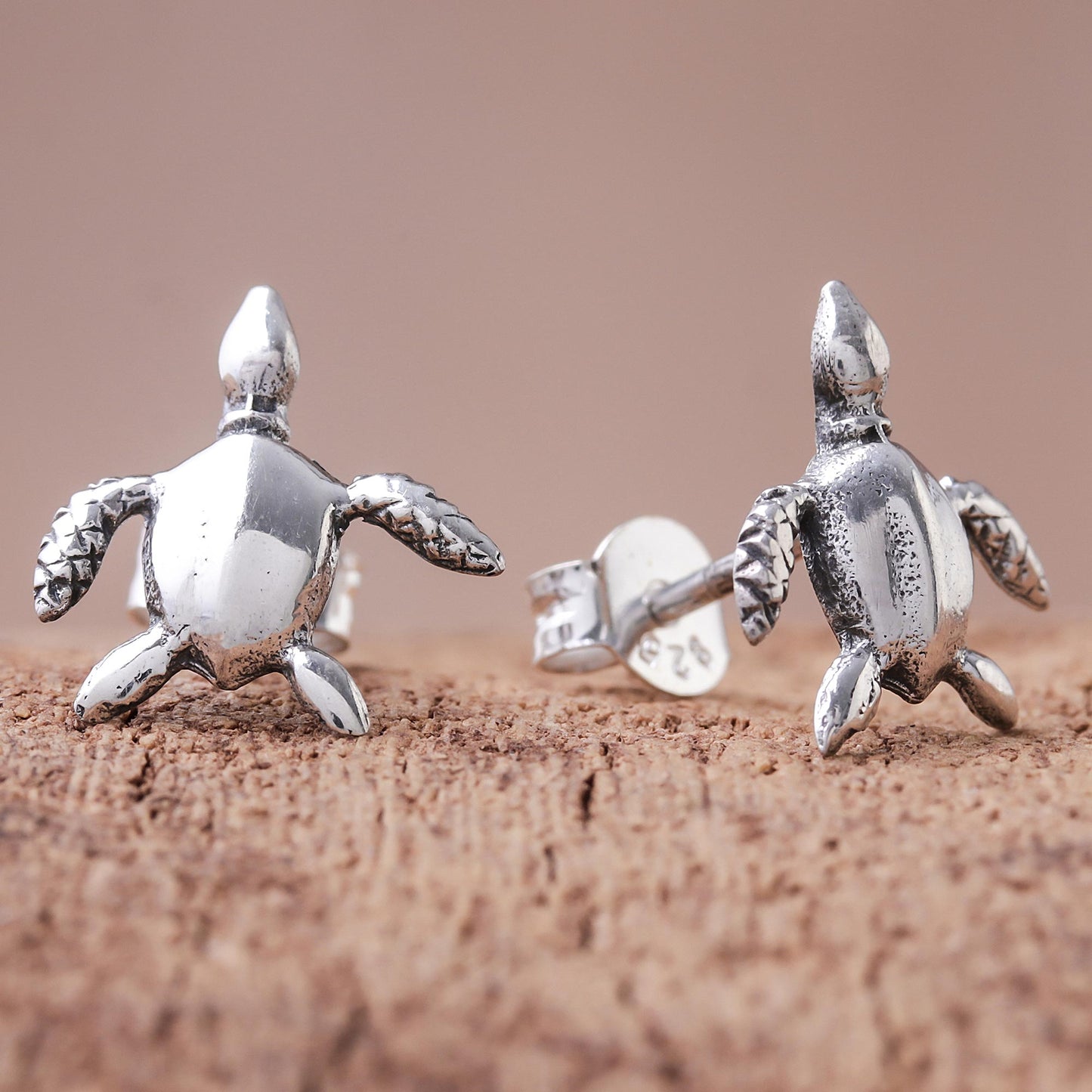 Sea Turtle Bliss Sterling Silver Sea Turtle Stud Earrings from Thailand