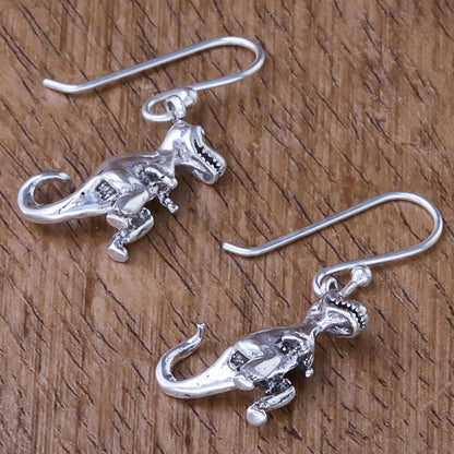 Dinosaur King Sterling Silver T-Rex Dangle Earrings from Thailand