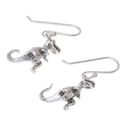 Dinosaur King Sterling Silver T-Rex Dangle Earrings from Thailand