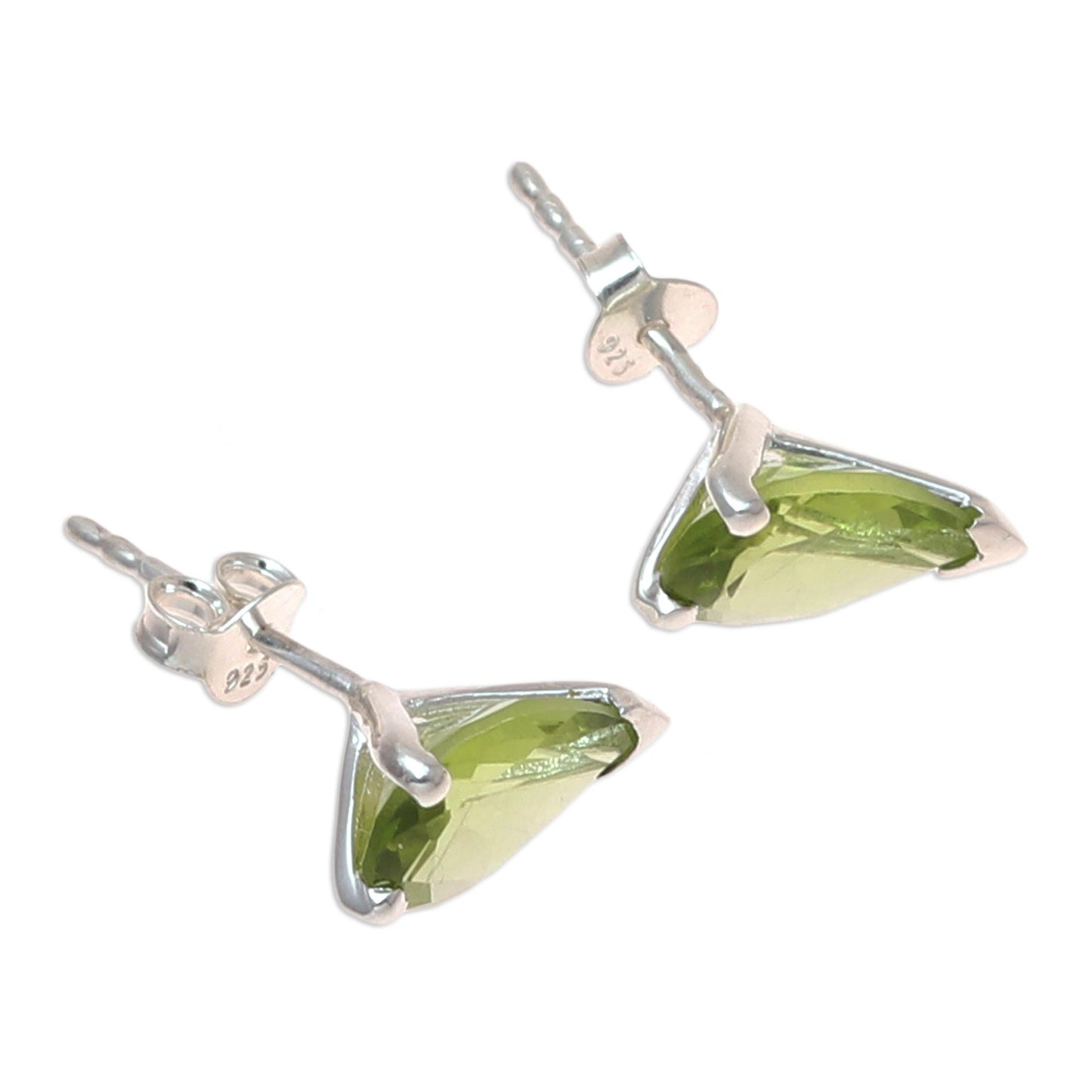 Verdant Gleam Faceted Peridot Stud Earrings Crafted in India