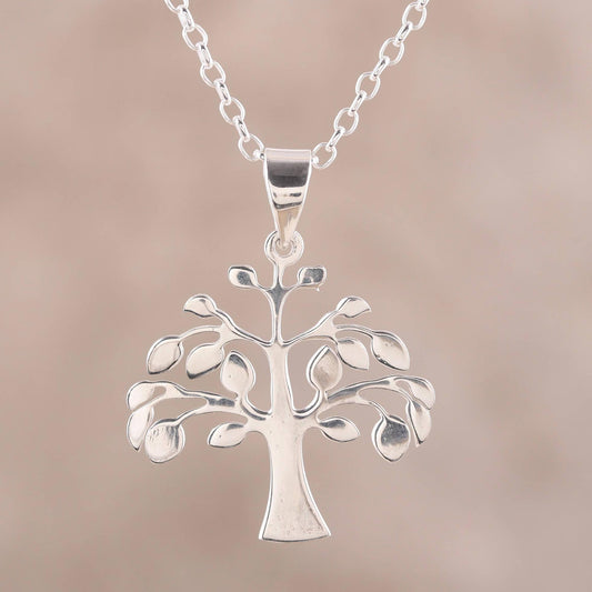 Kalpvriksh Tree Sterling Silver Tree Pendant Necklace from India