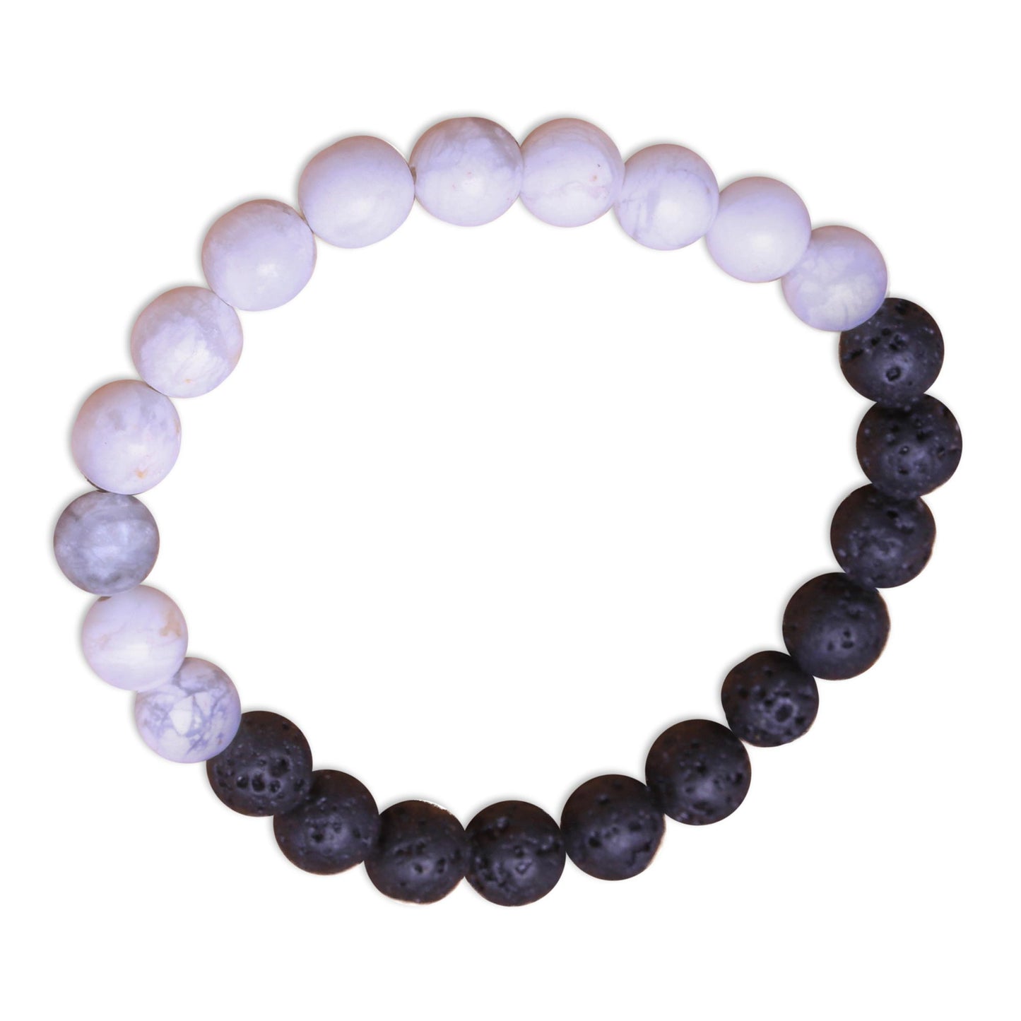 Mesmerizing Contrast Ceramic and Lava Stone Beaded Stretch Bracelet from Bali