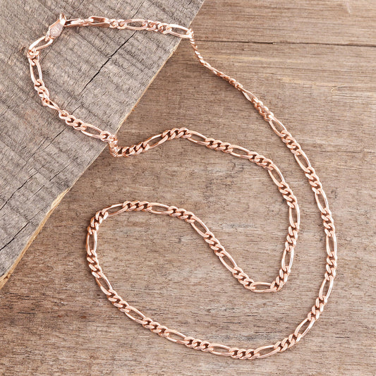 Shimmering Flair Rose Gold Plated Sterling Silver Chain Necklace (3mm)