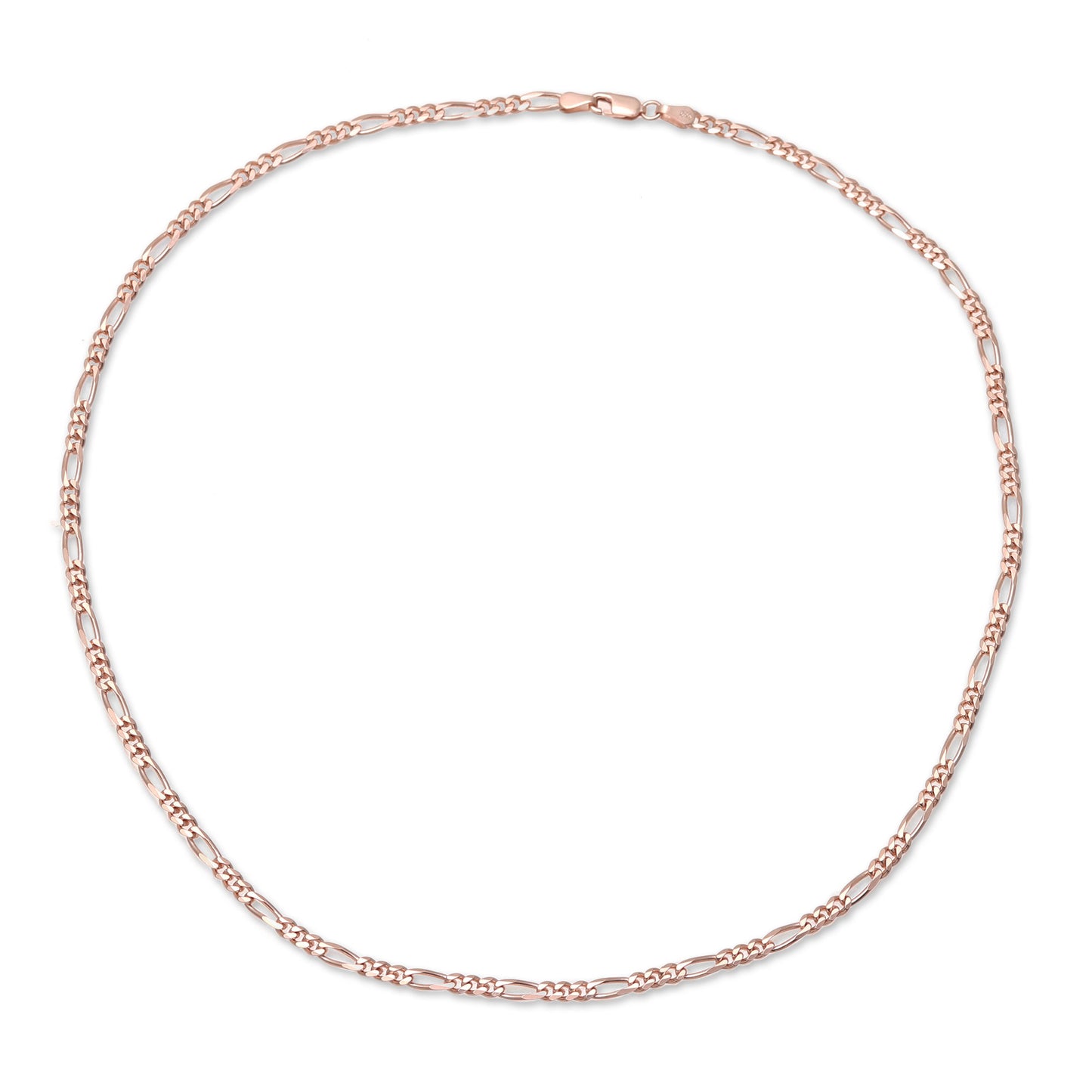 Shimmering Flair Rose Gold Plated Sterling Silver Chain Necklace (3mm)