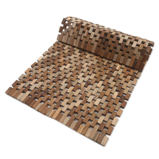 Jogja Pave Handmade Teak Wood Door Mat from Bali (27 inch)