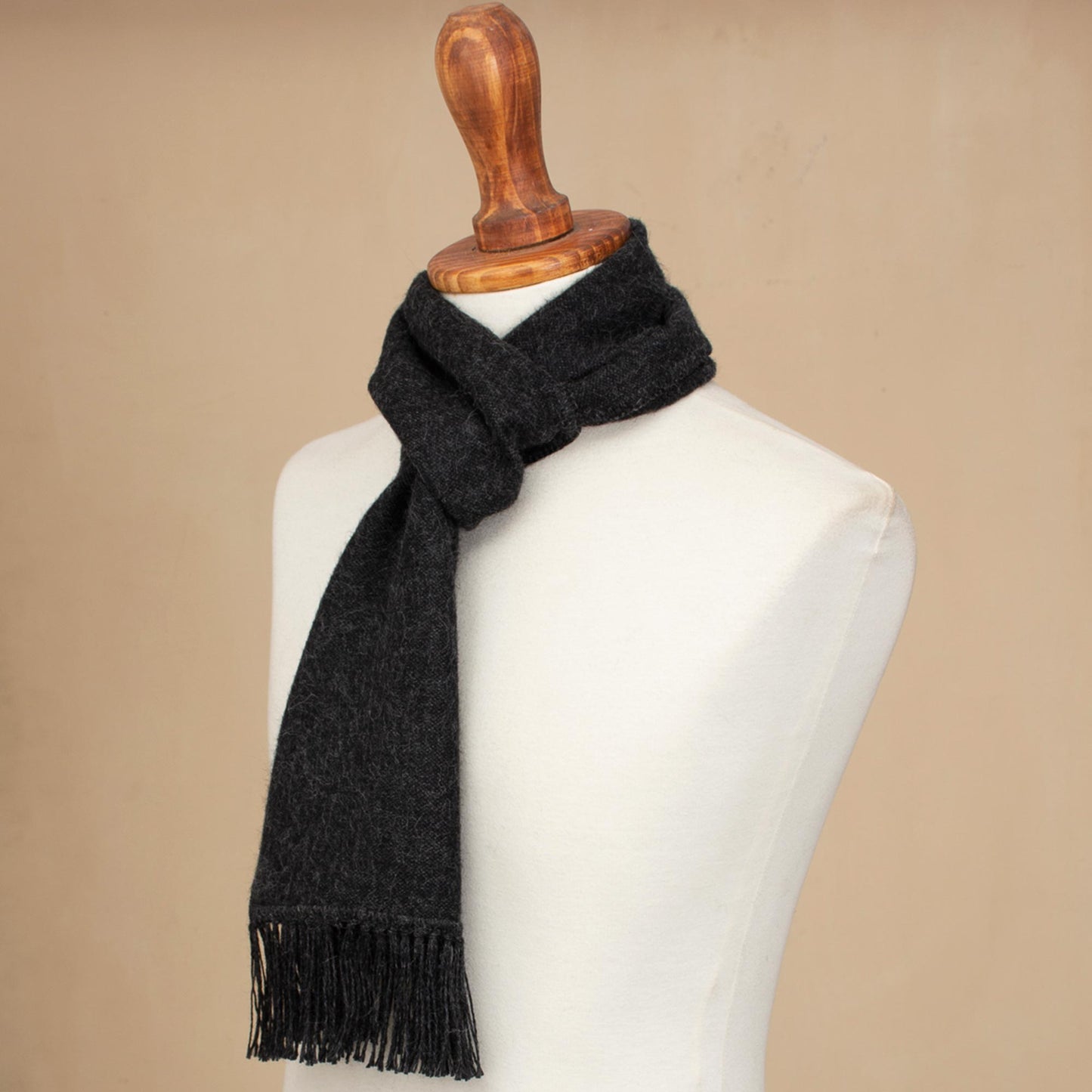 Winter Chic in Graphite Grey Alpaca Blend Scarf