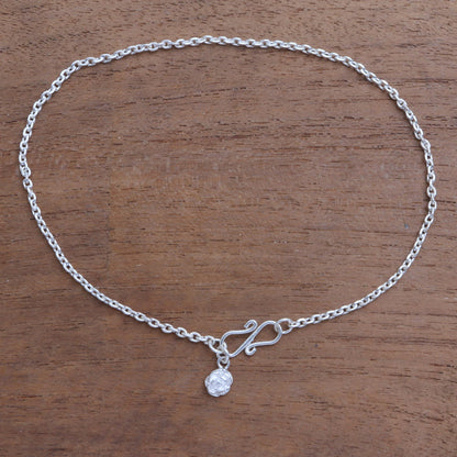 Petite Rose Petite Rose Charm Sterling Silver Cable Chain Anklet