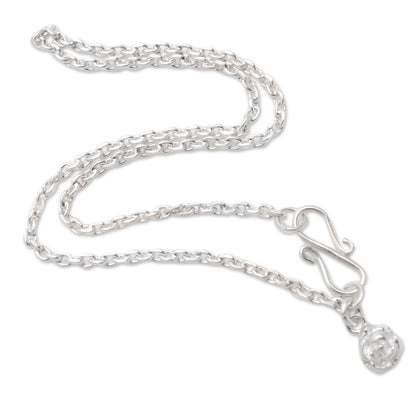 Petite Rose Petite Rose Charm Sterling Silver Cable Chain Anklet