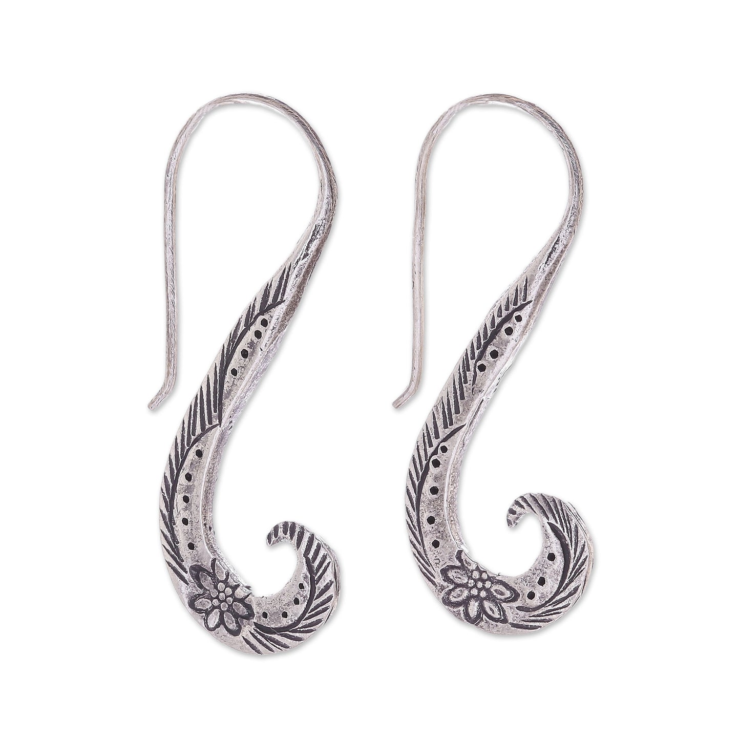 Windy Spring Floral Karen Silver Drop Earrings from Thailand