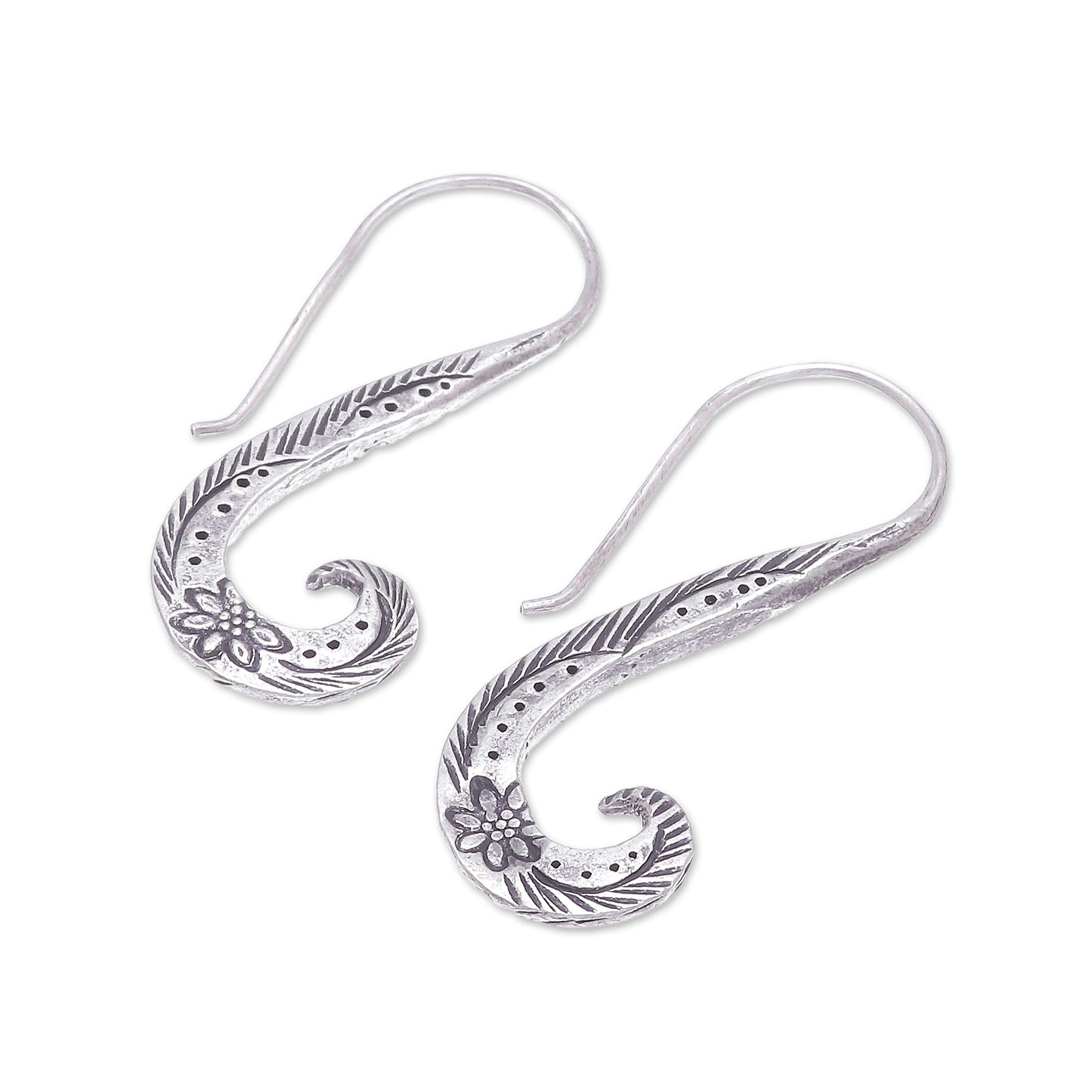 Windy Spring Floral Karen Silver Drop Earrings from Thailand