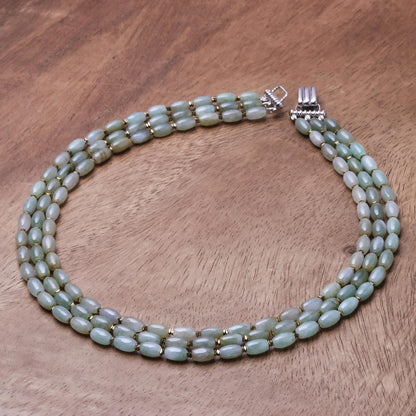 Graceful Palace Jade and Hematite Beaded Strand Necklace from Thailand