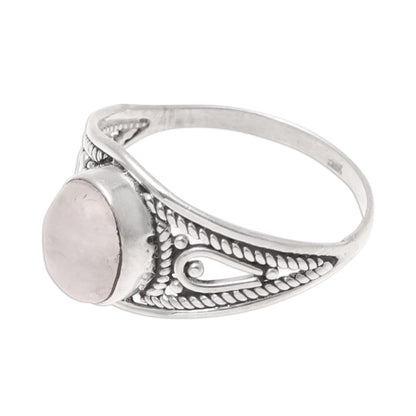 Gleaming Appeal Oval Rainbow Moonstone Cocktail Ring from India