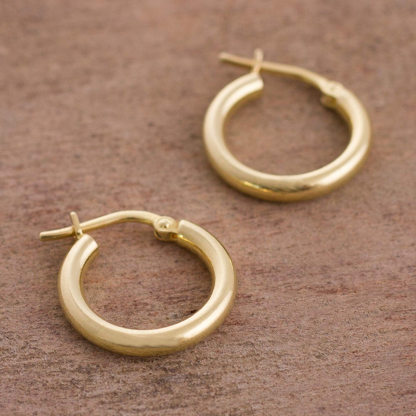 Classic Sheen 18k Gold Plated Sterling Silver Hoop Earrings from Peru