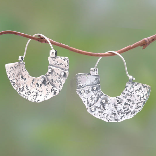 Modern Bali Modern Sterling Silver Hoop Earrings from Bali