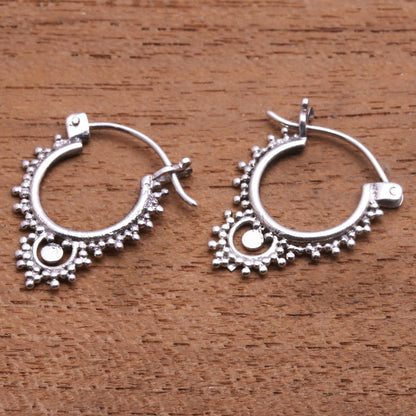 Delightful Bubbles Bubble Pattern Sterling Silver Hoop Earrings from Bali