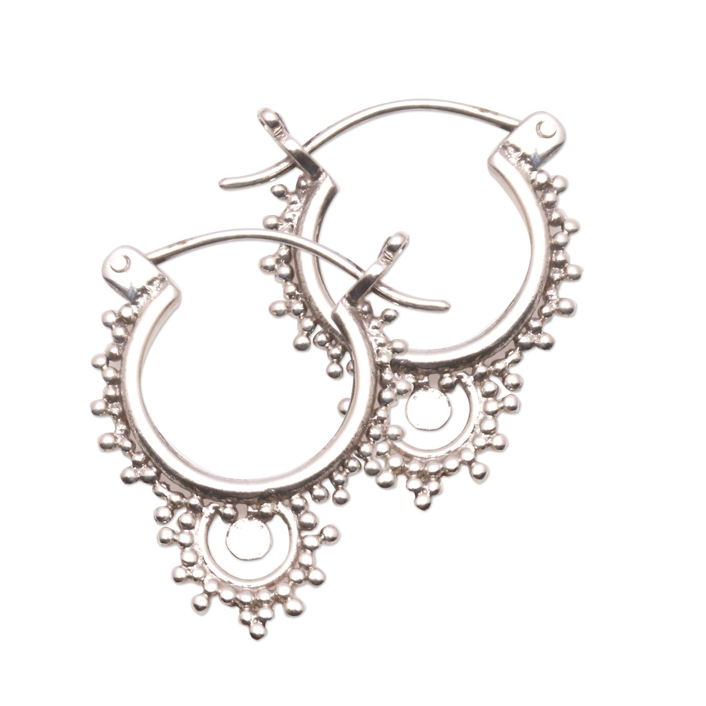 Delightful Bubbles Bubble Pattern Sterling Silver Hoop Earrings from Bali