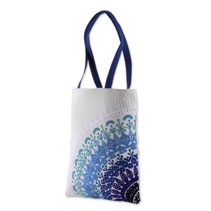 Mandala Fusion Embroidered Mandala Motif Cotton Tote from India