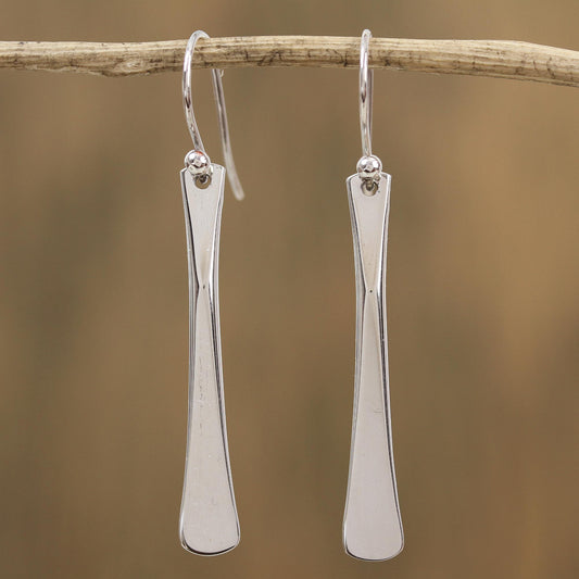 Fascinating Blades Modern Sterling Silver Dangle Earrings from Mexico