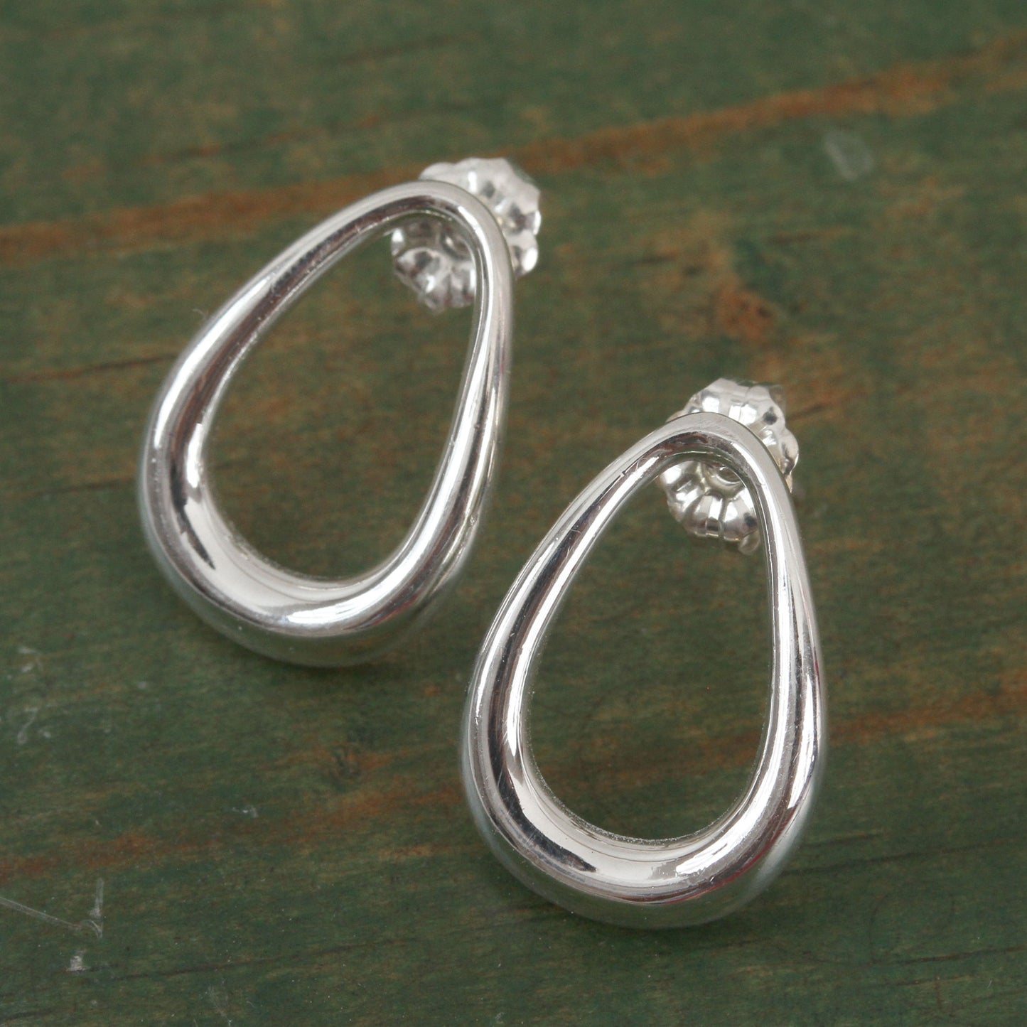 Modern Pears Pear-Shaped Sterling Silver Drop Earrings from Mexico