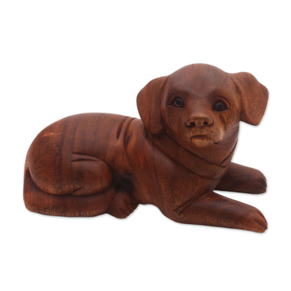 Best Boy Hand-Carved Wood Dog Sculpture from Bali