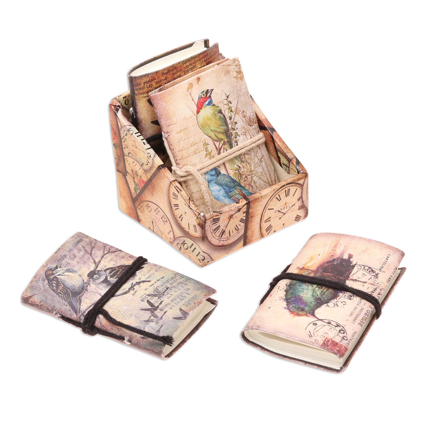 Birds of Time Bird Motif Paper Journals from India (Set of 4)