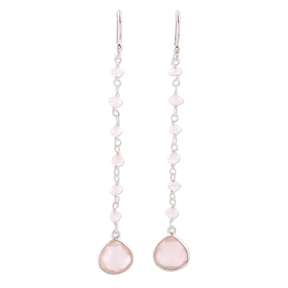 Morning Drops 4-Carat Rose Quartz Dangle Earrings from India