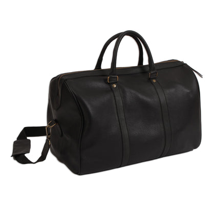 Ebony Traveler Handmade Leather Travel Bag in Ebony from Mexico