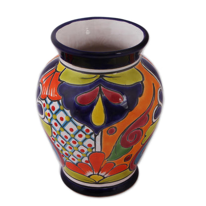 Talavera Glory Hand-Painted Talavera-Style Ceramic Vase Crafted in Mexico