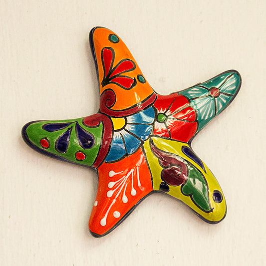 Hacienda Starfish Talavera-Style Ceramic Starfish Wall Sculpture from Mexico