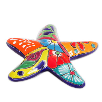 Hacienda Starfish Talavera-Style Ceramic Starfish Wall Sculpture from Mexico