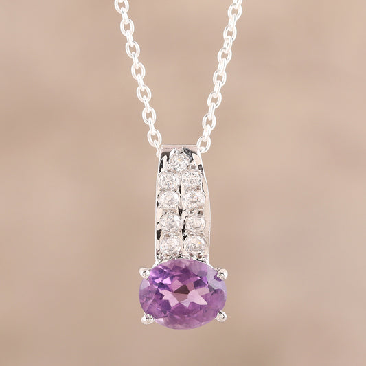 Timeless Sparkle 3-Carat Amethyst Pendant Necklace from India