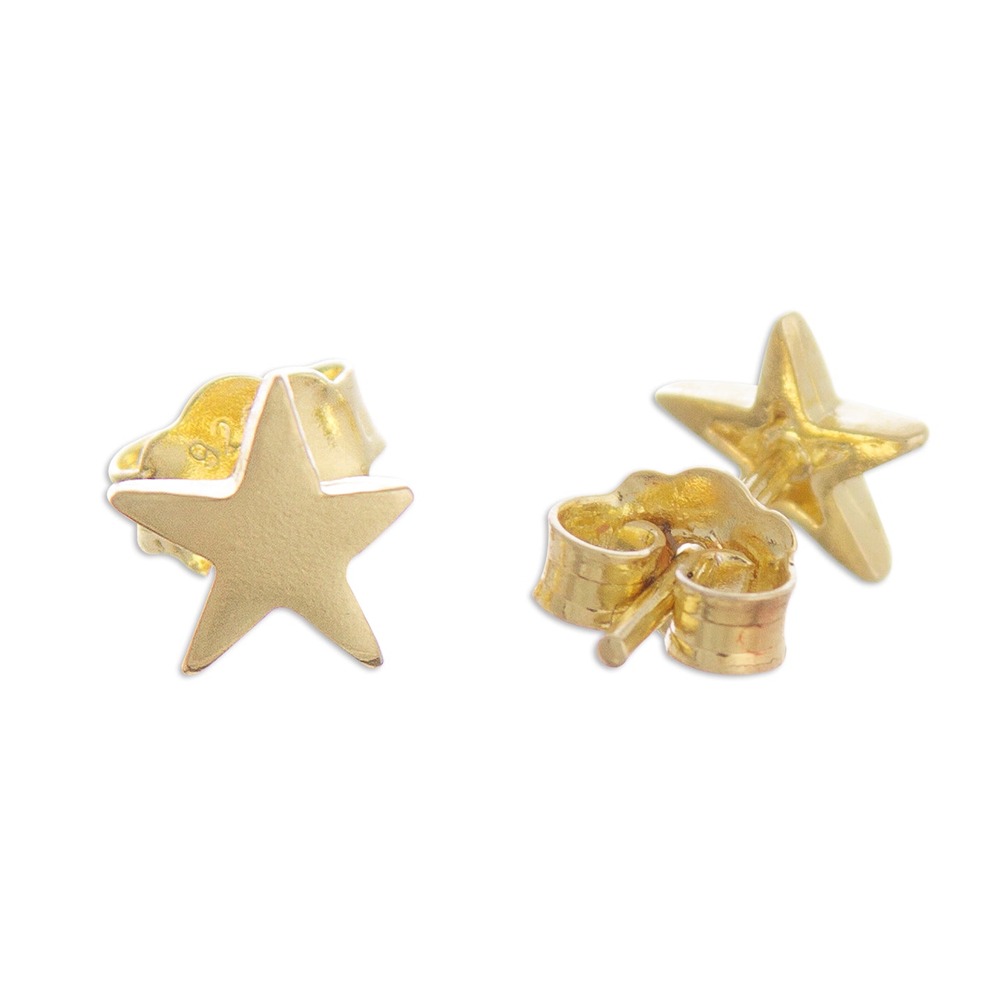 Wondrous Stars 18k Gold Plated Sterling Silver Star Stud Earrings from Peru